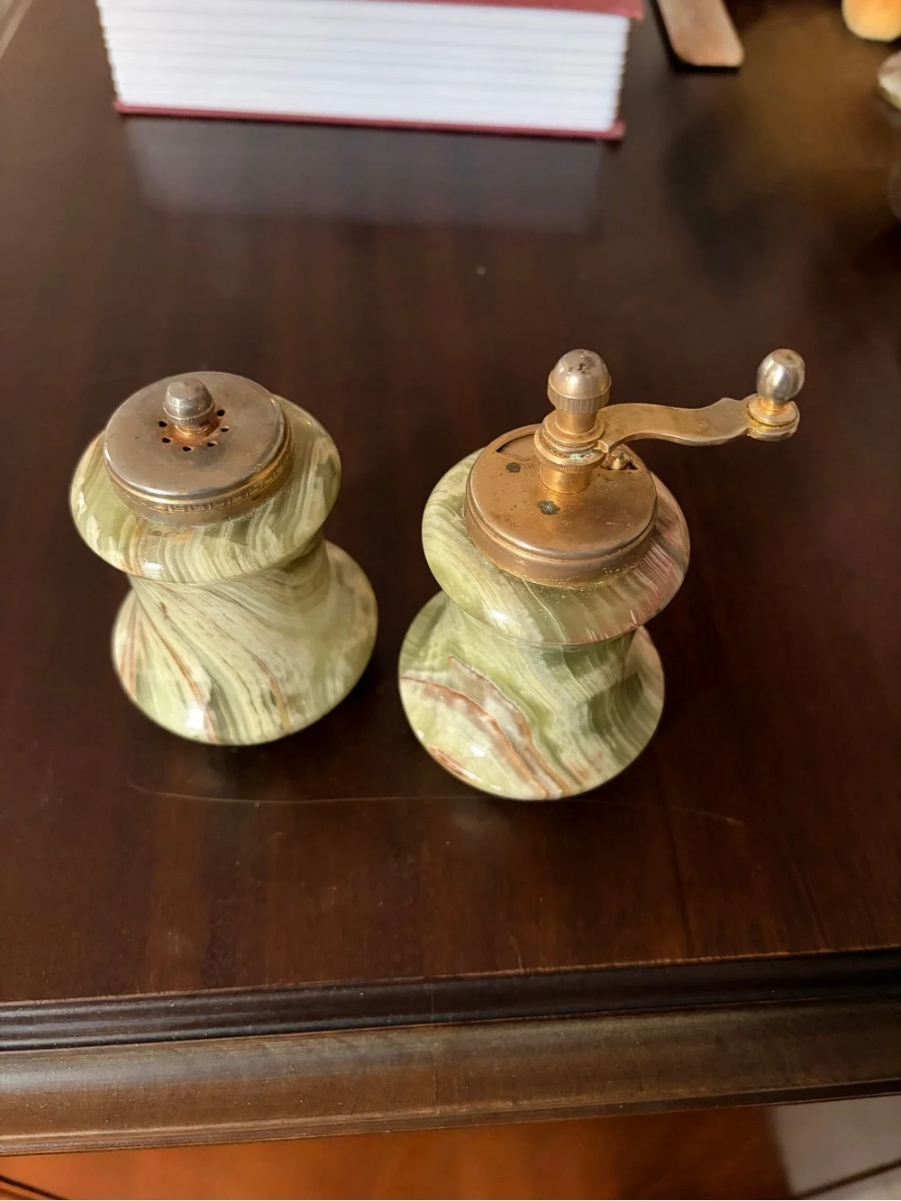 Marbled Green Onyx Salt and Pepper Set
